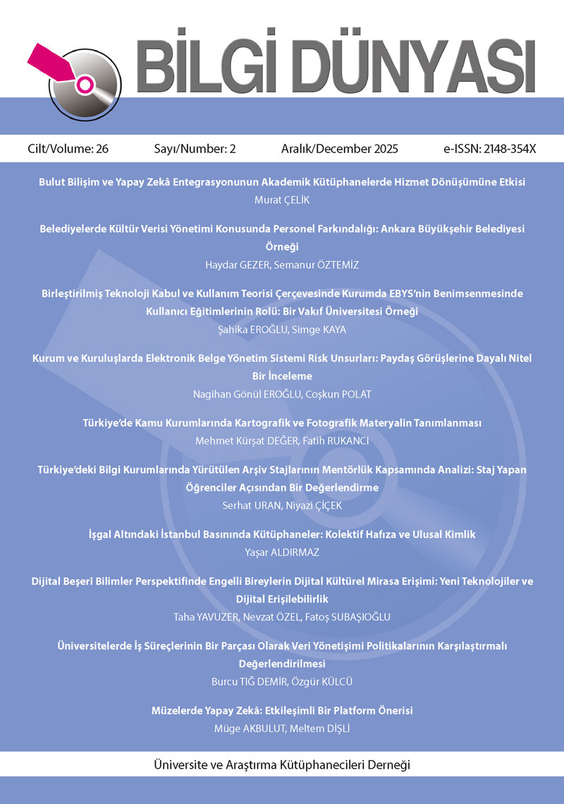Bilgi Dünyası 2025, Cilt 26, Sayı 2 kapak